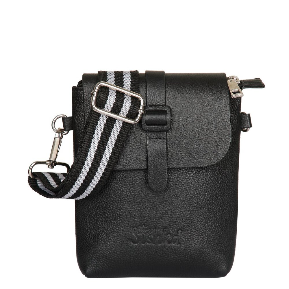 Leather Messenger Bag for Men & Women –Black Crossbody Shoulder Bag, Side Sling